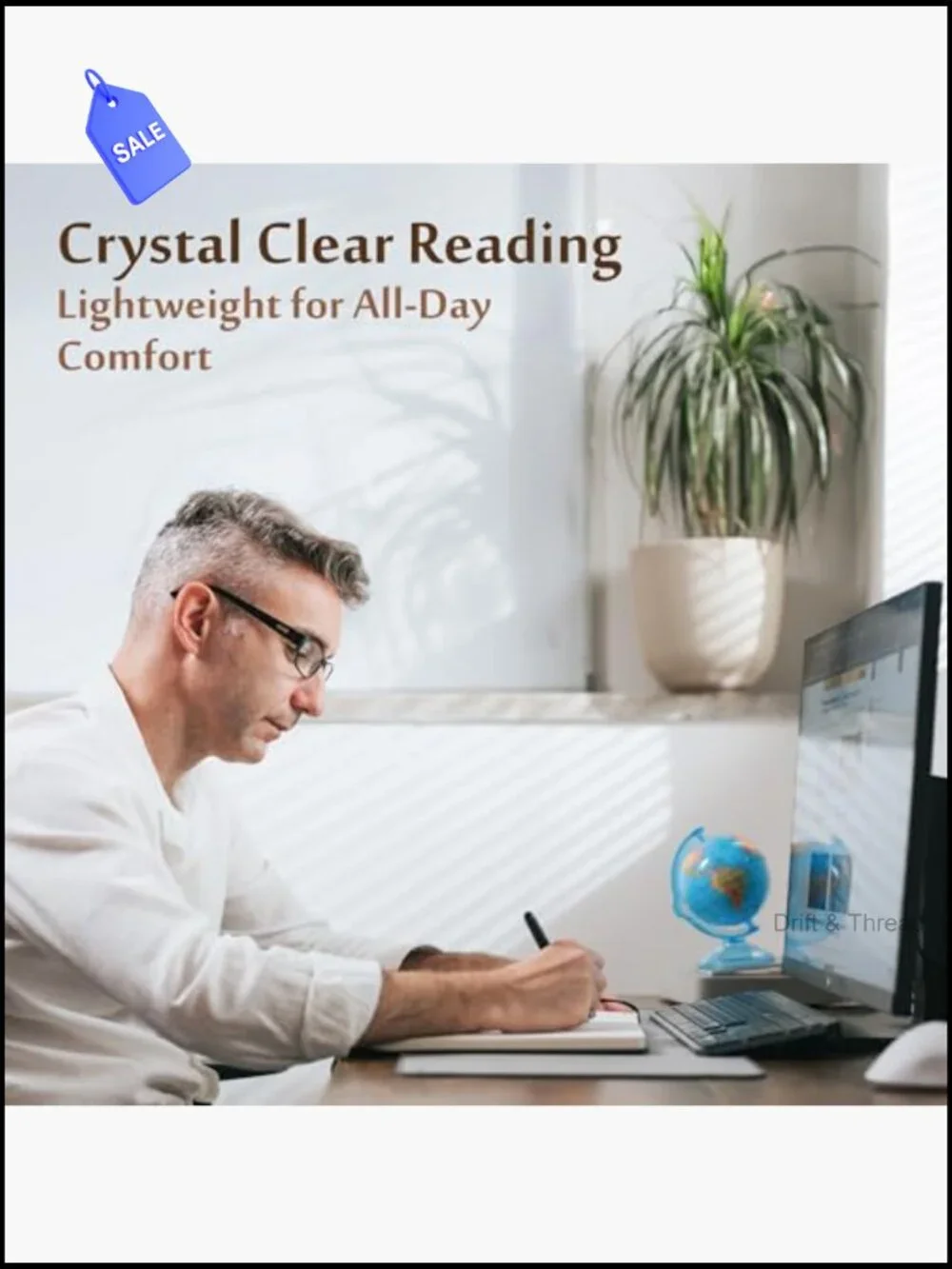 Rectangular Full Frame Reading Glasses with Spring Hinges